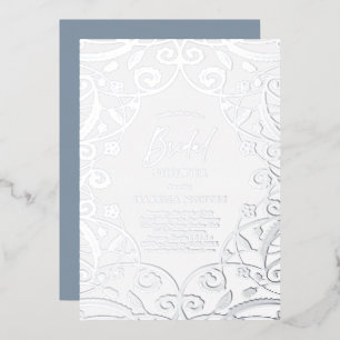 Pretty Soft Dusty Blue Silver Floral Bridal Shower