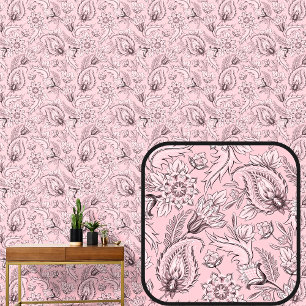 Pretty Soft Dusty Pink Floral Paisley Elegant Wallpaper
