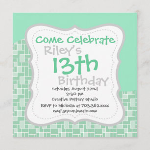 Pretty Soft Mint Green Wave Tile Pattern Gifts Invitation
