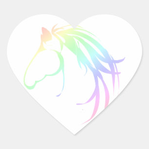 Pretty Soft Pastel Pink & Blue Horse Head Logo Heart Sticker