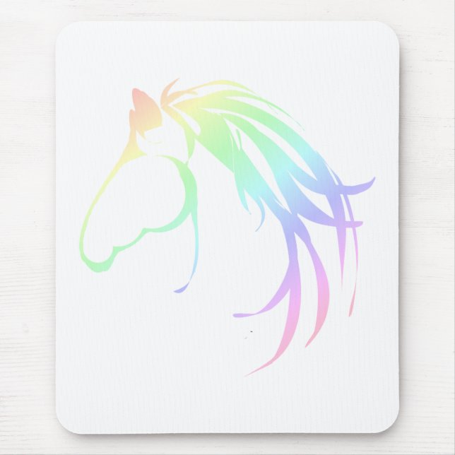 Pretty Soft Pastel Pink & Blue Horse Head Logo Mouse Mat (Front)
