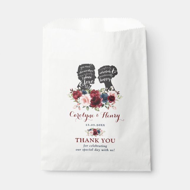 Pretty Soft Pink Floral Botanical Greenery Wedding Favour Bags (Front)