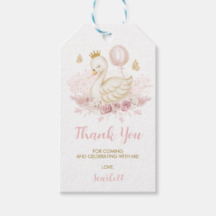 Pretty Soft Pink Swan Princess Birthday Favours Gift Tags
