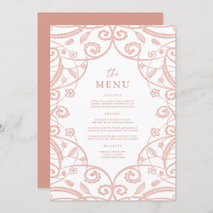 Pretty Soft Rose Gold Glitter Lace Wedding Menu