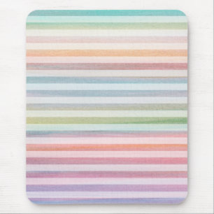 Pretty Soft Stripes Colourful Watercolor Pattern Mouse Mat