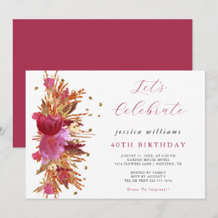 Pretty Sparkle Flowers Birthday Party Invitation