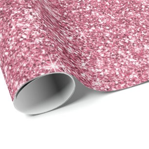 Pretty Sparkle Pink Faux Glitter Wrapping Paper