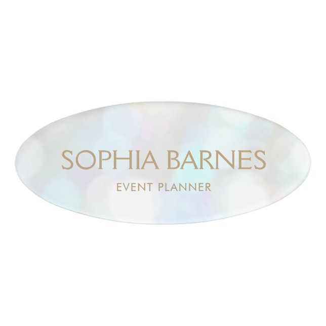 Pretty Sparkling Bokeh Event Name Tag (Front)