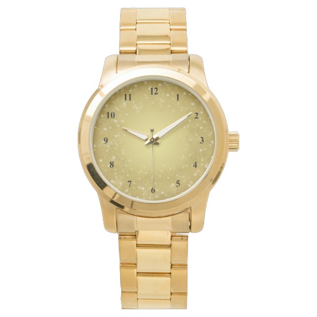Pretty Sparkling Gold Stars Watch (Front)