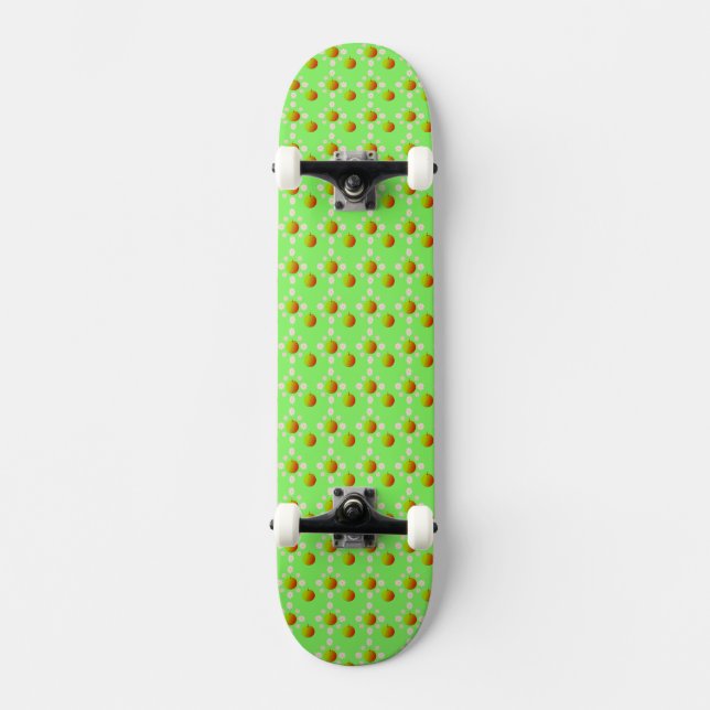 Pretty Spring Apple blossom and Apples Patterned Skateboard (Front)