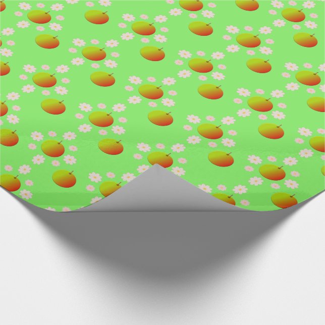 Pretty Spring Apple blossom and Apples Patterned Wrapping Paper (Corner)