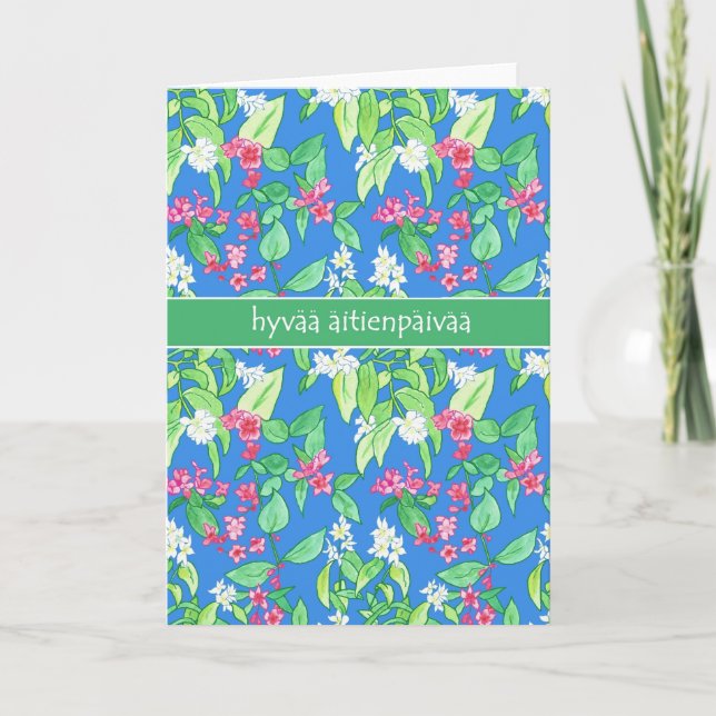 Pretty Spring Blossom Finnish Mother's Day Card (Front)