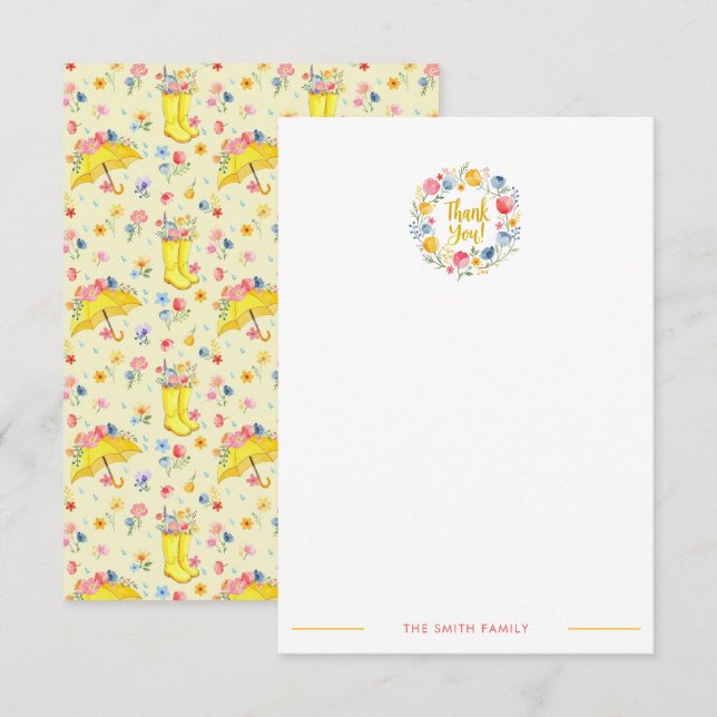 Pretty Spring Floral Baby Shower Thank You Card –  (Front/Back)