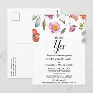 Pretty Spring Floral She Said Yes Engagement Party Postcard