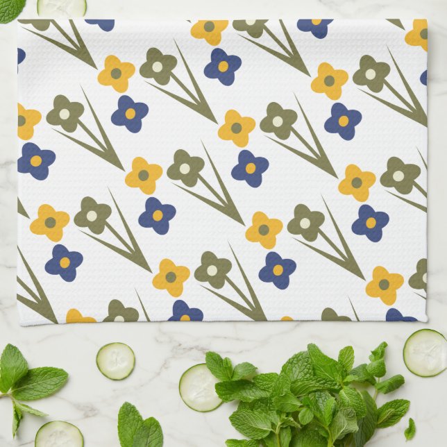 Pretty Spring Floral  Tea Towel (Folded)