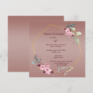 Pretty Spring Floral Wreath Birthday Invitation