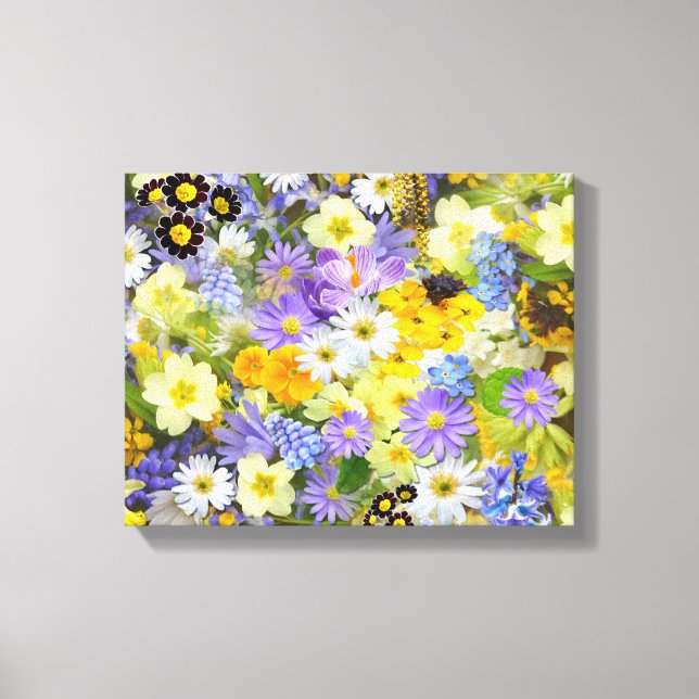 Pretty Spring Flowers Collage Canvas Print (Front)