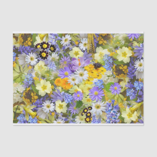 Pretty Spring Flowers Collage Tissue Paper (Front)