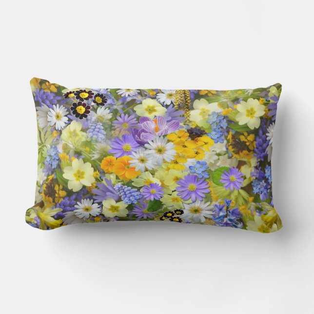 Pretty Spring Flowers Lumbar Cushion (Front)