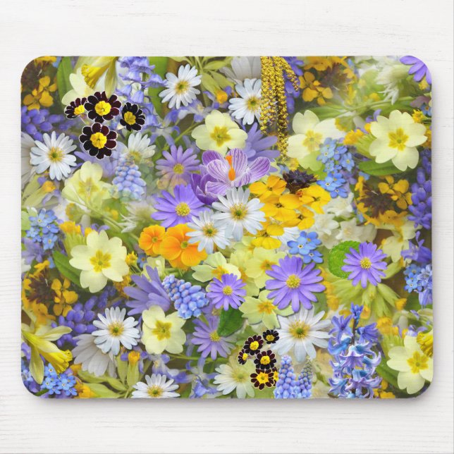 Pretty Spring Flowers Mouse Mat (Front)