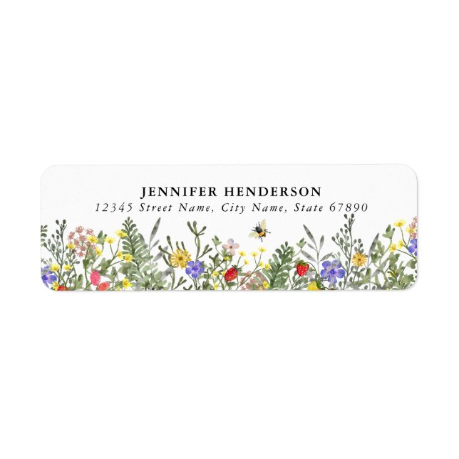 Pretty Spring Flowers Return Address Labels (Front)