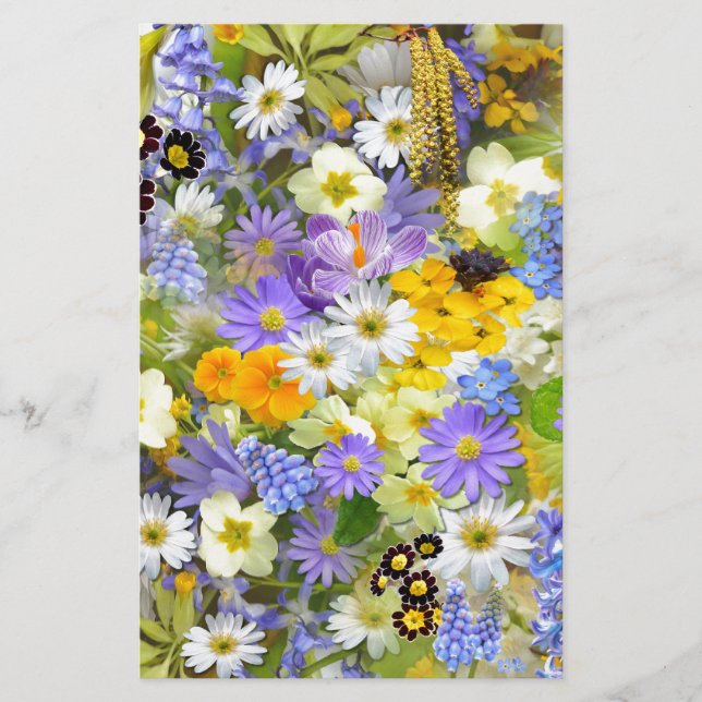 Pretty Spring Flowers Stationery (Front)