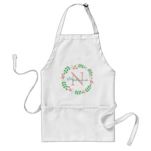 Pretty Spring Flowers Wreath Monogrammed Standard Apron