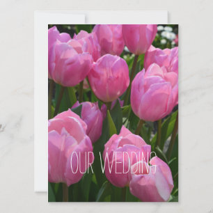 Pretty spring pink tulip flowers Christian wedding Invitation