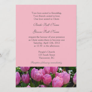 Pretty spring pink tulip flowers Christian wedding Invitation