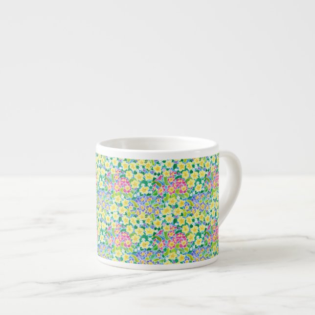 Pretty Spring Primroses Espresso Mug, Cup (Front Right)