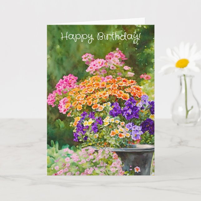 Pretty Spring Summer Garden Flowers Birthday Card (Small Plant)