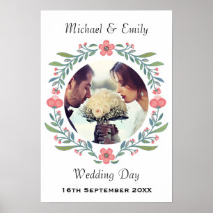 Pretty Spring Summer Wedding Floral Wreath Photo Poster