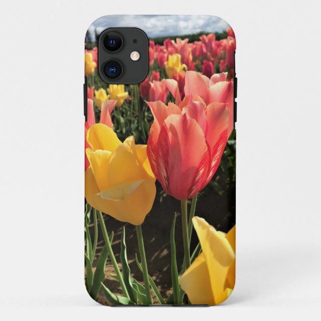 Pretty Spring Tulips in a Field, Oregon Case-Mate iPhone Case (Back)
