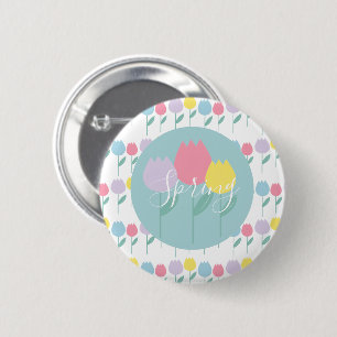 Pretty Spring Tulips Pastel Floral Birthday Party 6 Cm Round Badge