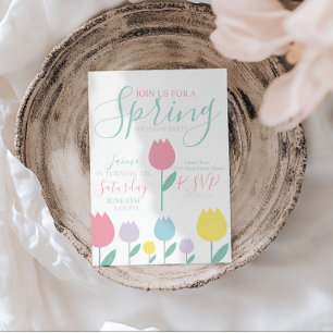 Pretty Spring Tulips Pastel Floral Birthday Party Invitation