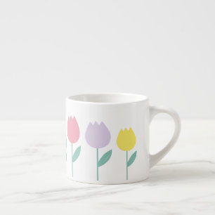 Pretty Spring Tulips Pastel Floral Espresso Cup