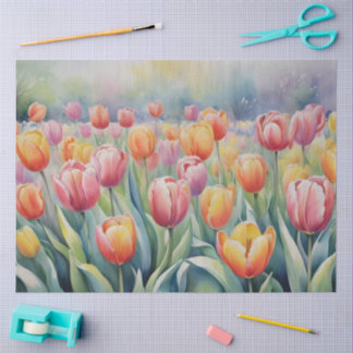 Pretty spring tulips tissue paper