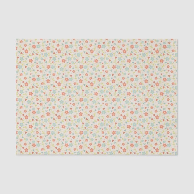 Pretty Spring Vintage Floral Tissue Paper (Front)