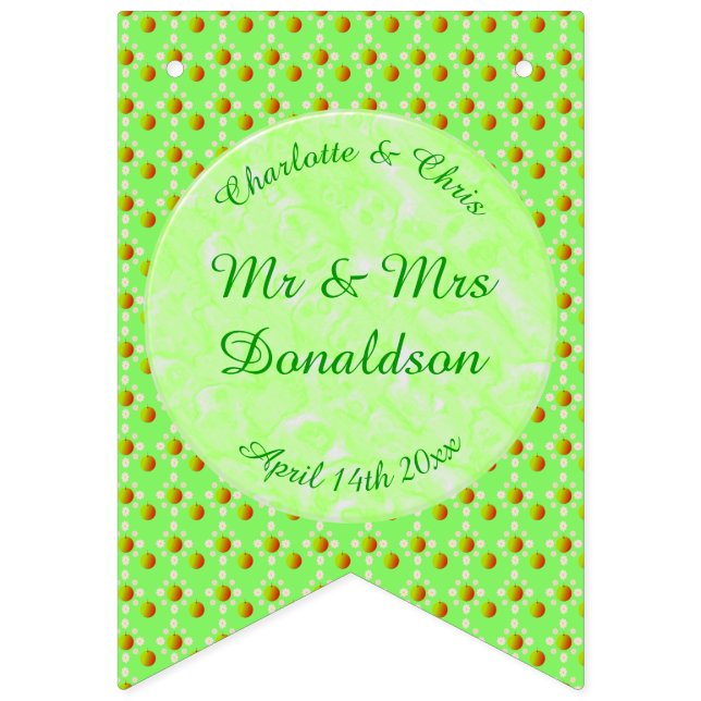 Pretty Spring Wedding Apple blossom and Apples Bunting (First Flag)