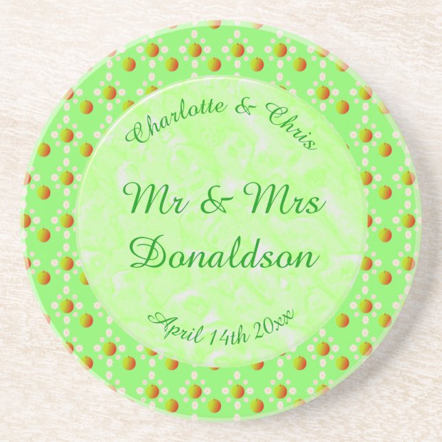 Pretty Spring Wedding Apple blossom and Apples Coaster (Front)