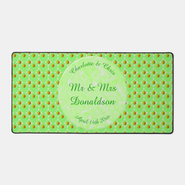 Pretty Spring Wedding Apple blossom and Apples Desk Mat (Front)