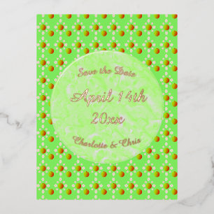 Pretty Spring Wedding Apple blossom and Apples Foil Holiday Postcard