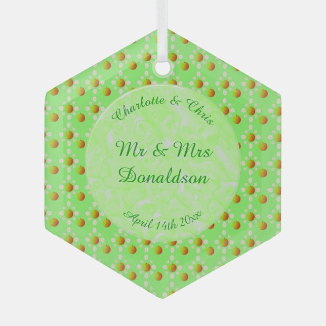 Pretty Spring Wedding Apple blossom and Apples Glass Tree Decoration (Front)