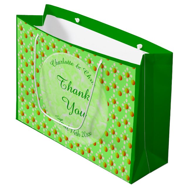 Pretty Spring Wedding Apple blossom and Apples Large Gift Bag (Front Angled)