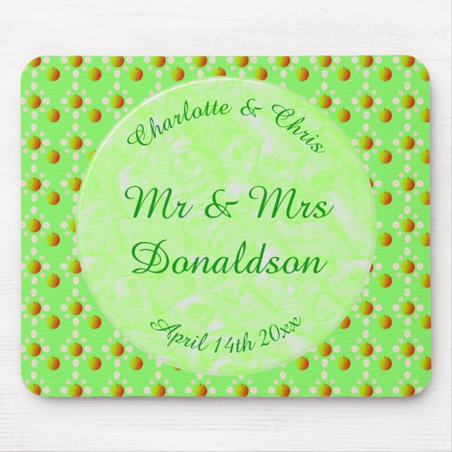 Pretty Spring Wedding Apple blossom and Apples Mouse Mat (Front)