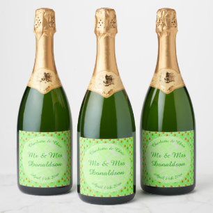 Pretty Spring Wedding Apple blossom and Apples Sparkling Wine Label