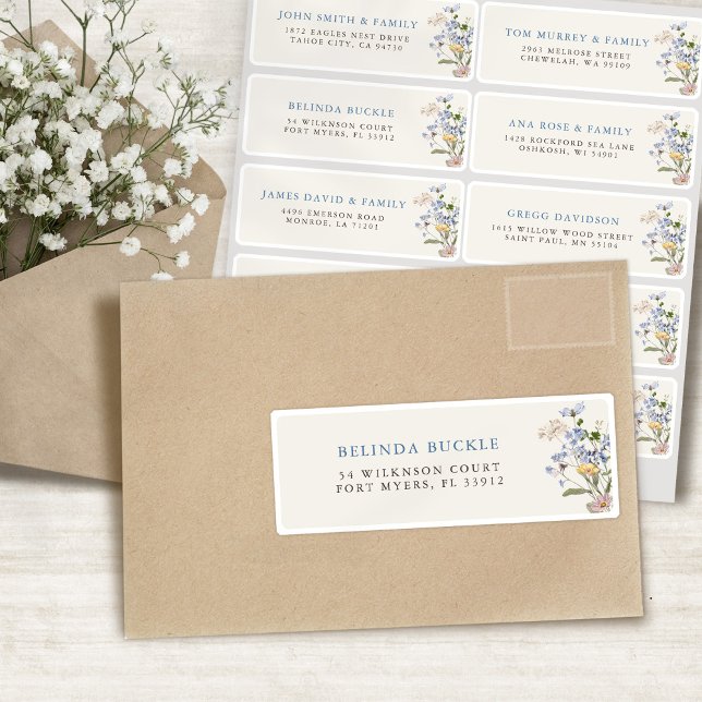 Pretty Spring Wildflower Meadow Guest Name Address (Pretty Spring Wildflower Meadow garden Guest Name Address Sticker)