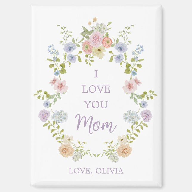Pretty Spring Wildflowers | Love You Mum Magnet (Front)