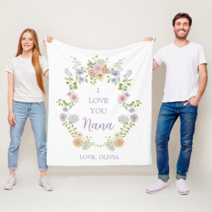 Pretty Spring Wildflowers   Love You Nana Fleece Blanket
