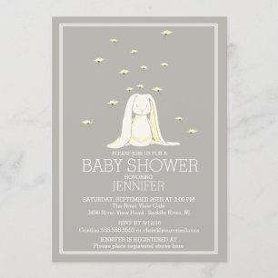 Pretty Spring Yellow Neutral Bunny Baby Shower Invitation
